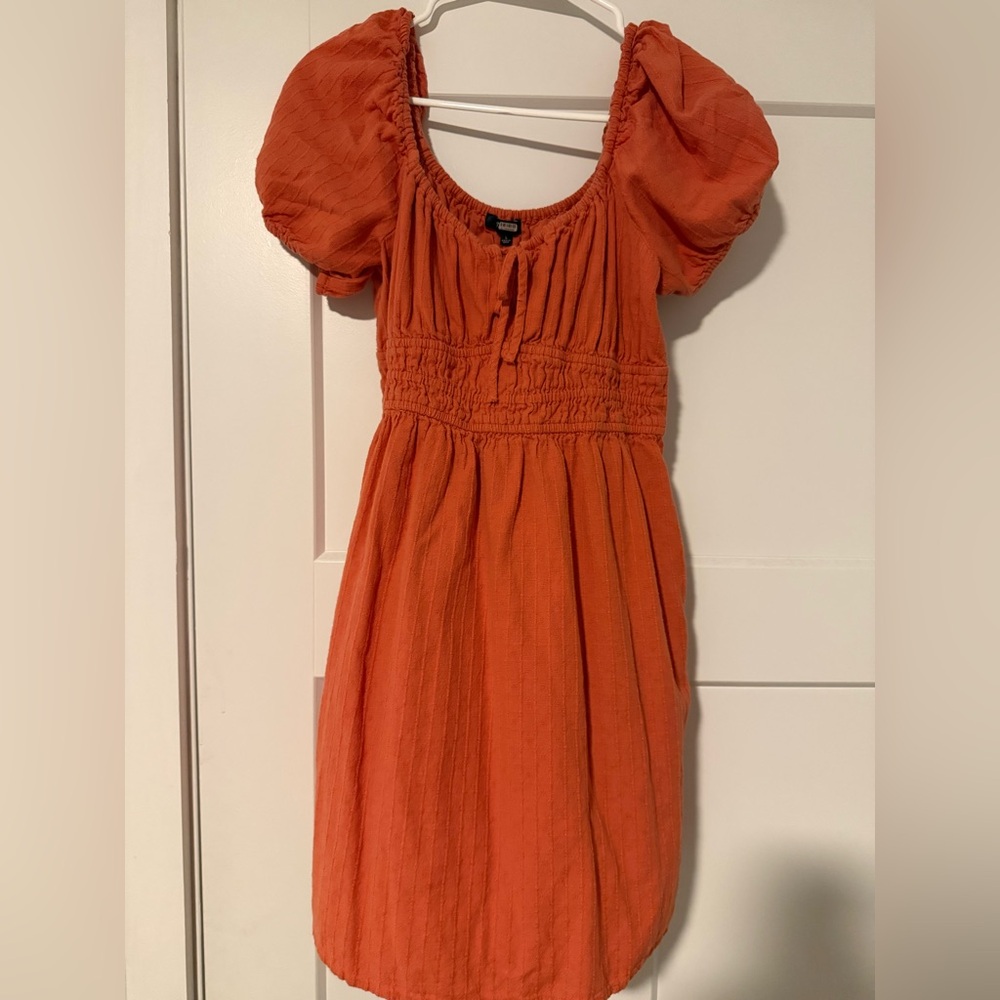 Madewell Orange Puff-Sleeve Mini Dress